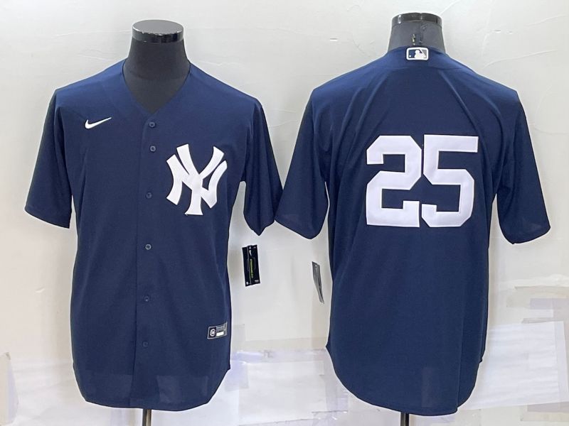 Men New York Yankees #25 No Name Blue Game 2022 Nike MLB Jersey
